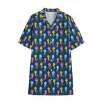 Cute Jellyfish Pattern Print Cotton Hawaiian Shirt