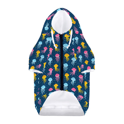 Cute Jellyfish Pattern Print Dog Zip Up Hoodie