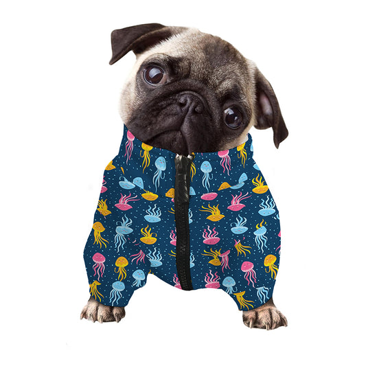 Cute Jellyfish Pattern Print Dog Zip Up Jacket