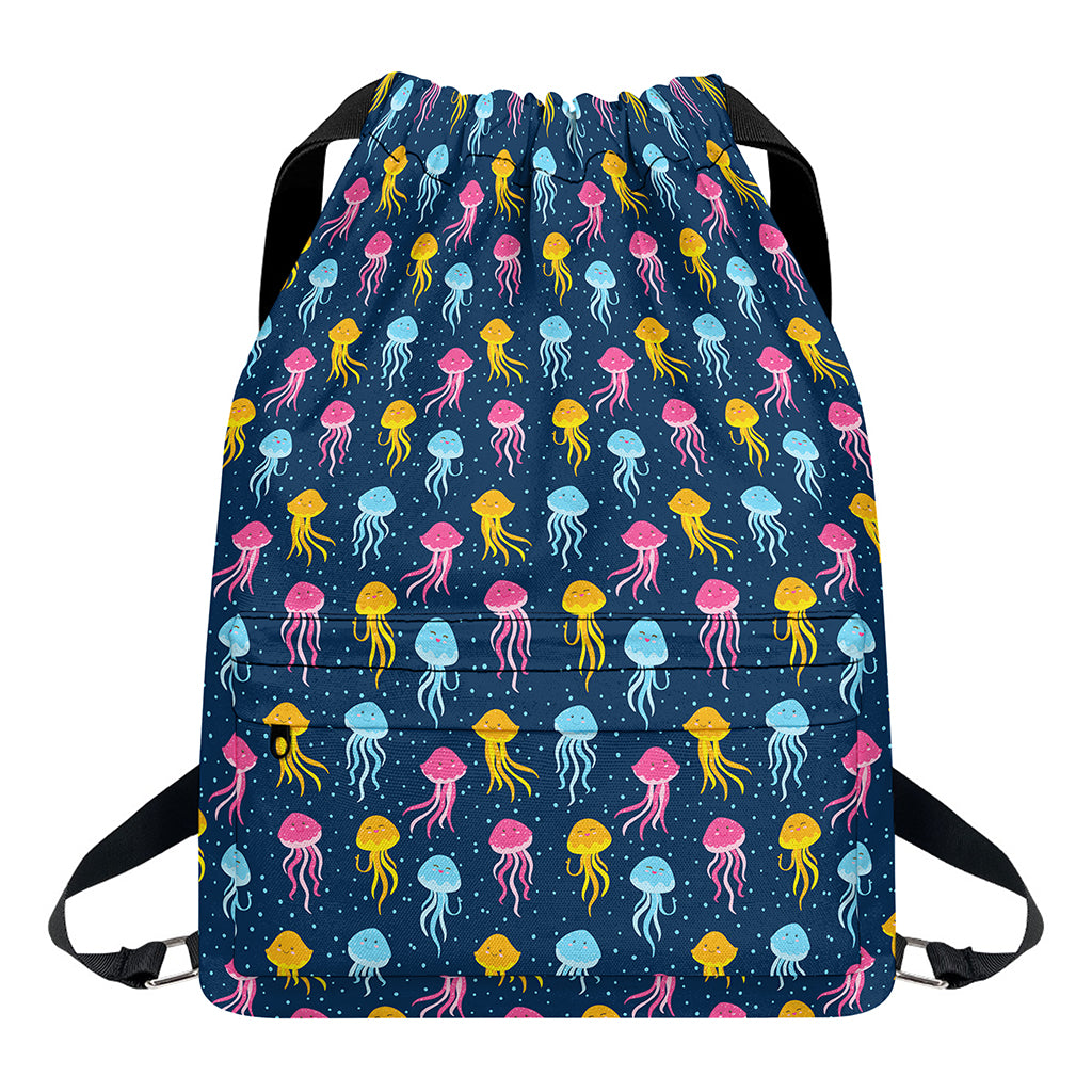Cute Jellyfish Pattern Print Drawstring Backpack
