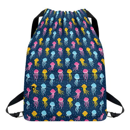 Cute Jellyfish Pattern Print Drawstring Backpack