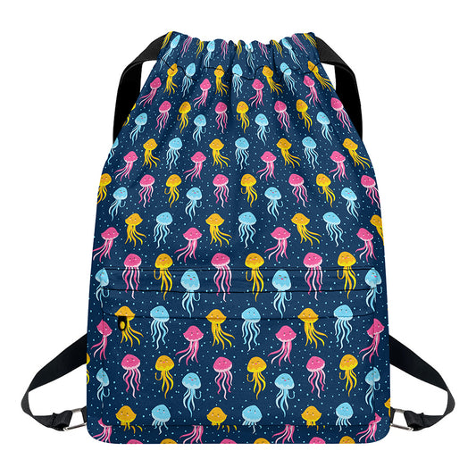 Cute Jellyfish Pattern Print Drawstring Backpack