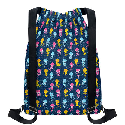 Cute Jellyfish Pattern Print Drawstring Backpack