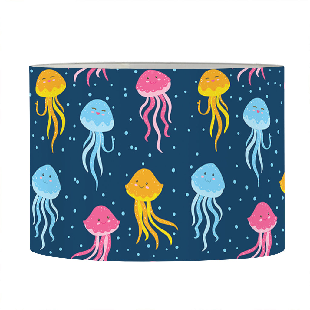 Cute Jellyfish Pattern Print Drum Lamp Shade