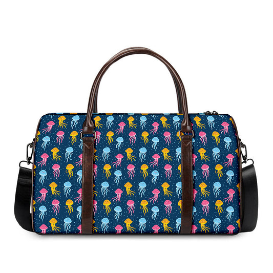 Cute Jellyfish Pattern Print Duffle Bag