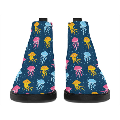 Cute Jellyfish Pattern Print Flat Ankle Boots