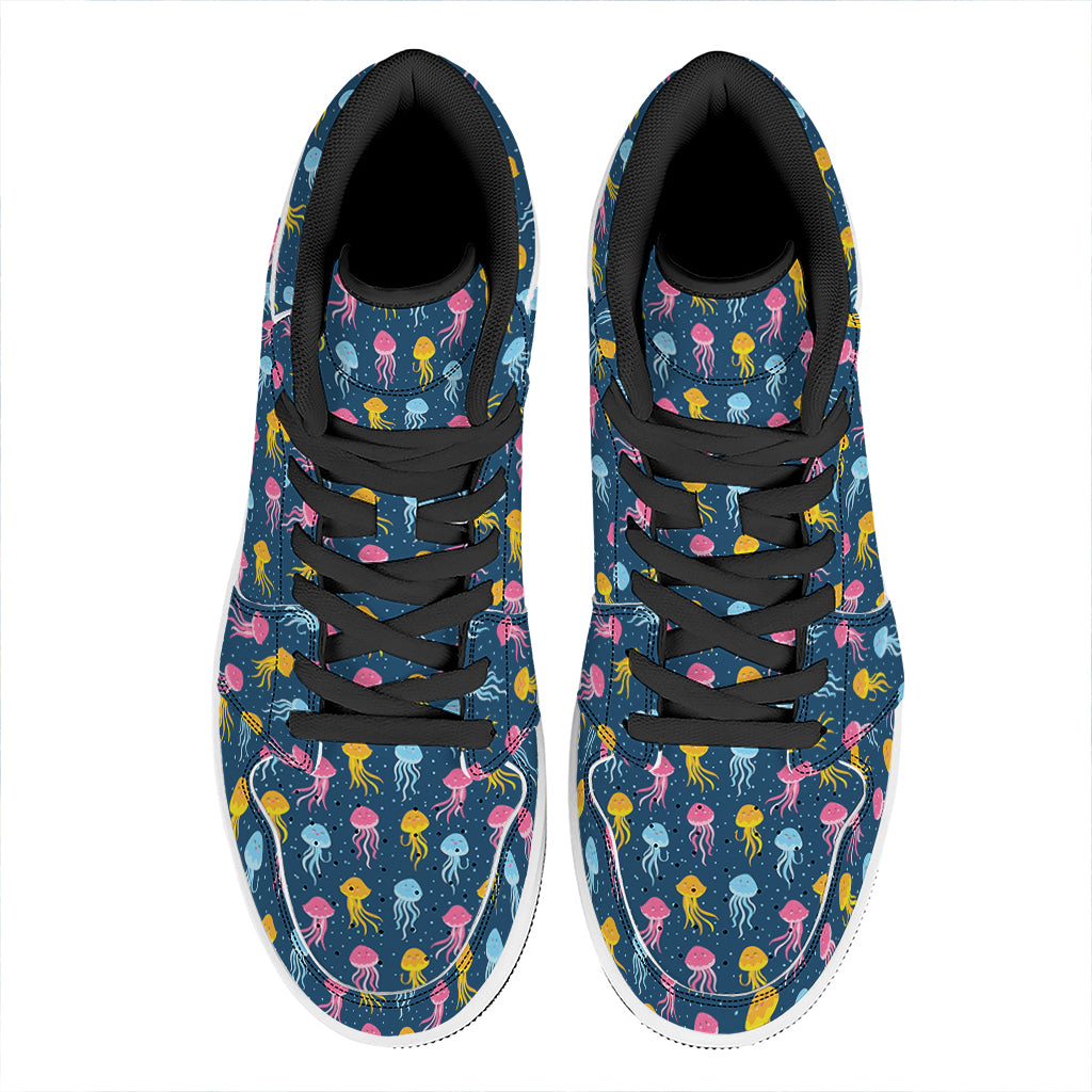 Cute Jellyfish Pattern Print High Top Leather Sneakers