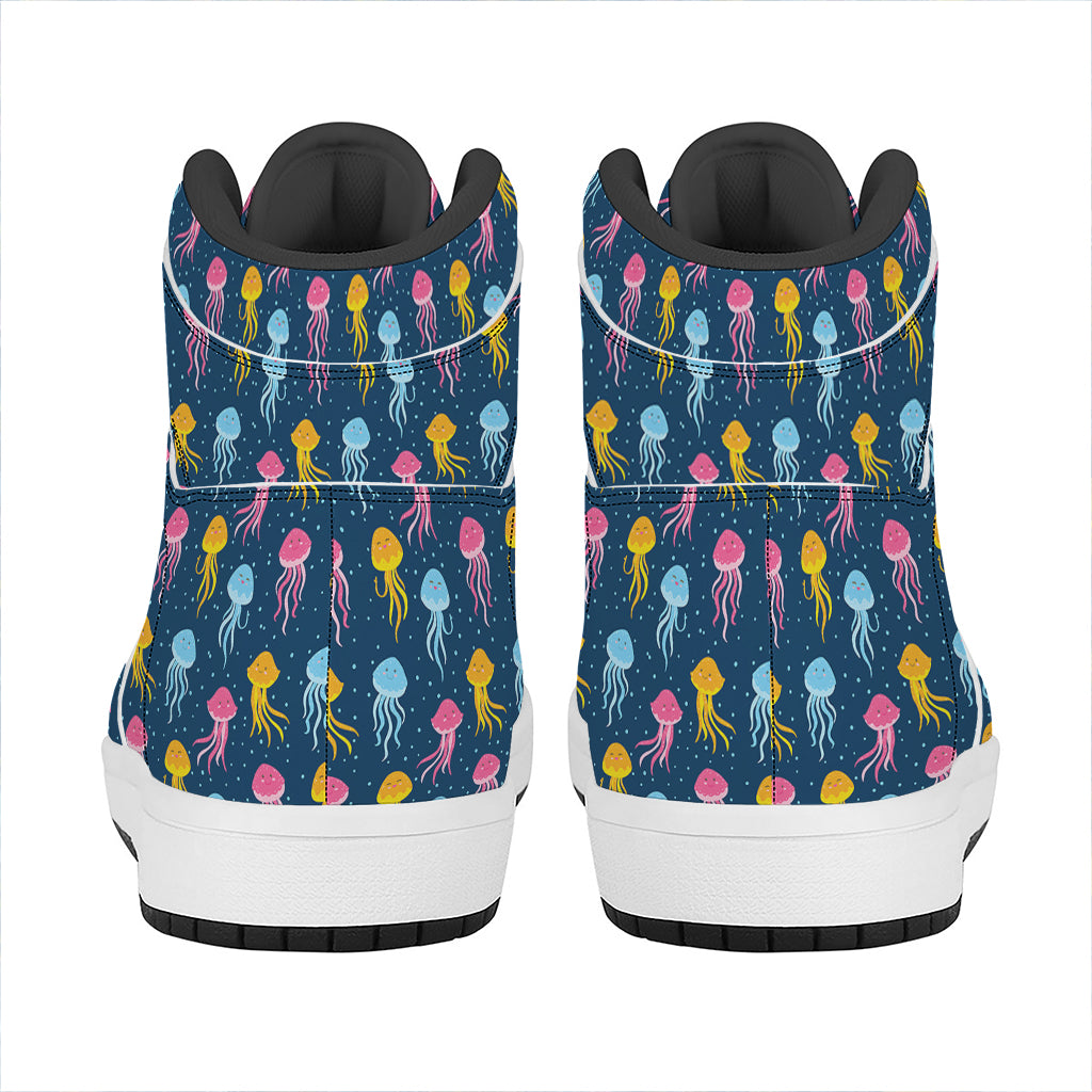 Cute Jellyfish Pattern Print High Top Leather Sneakers