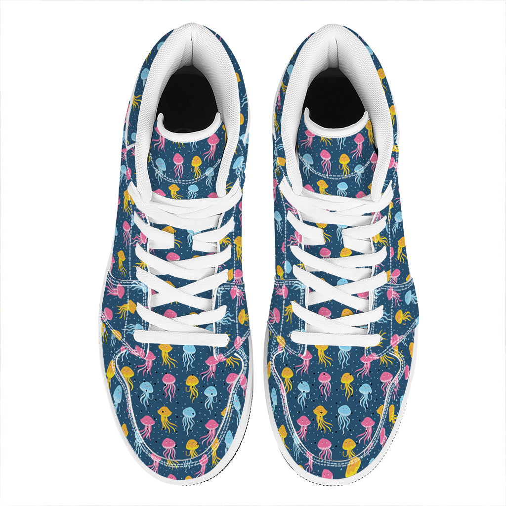 Cute Jellyfish Pattern Print High Top Leather Sneakers