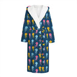 Cute Jellyfish Pattern Print Hooded Bathrobe