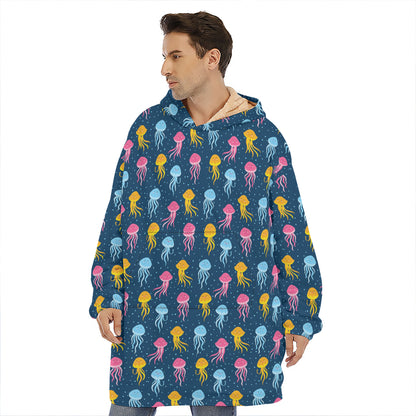 Cute Jellyfish Pattern Print Hoodie Blanket