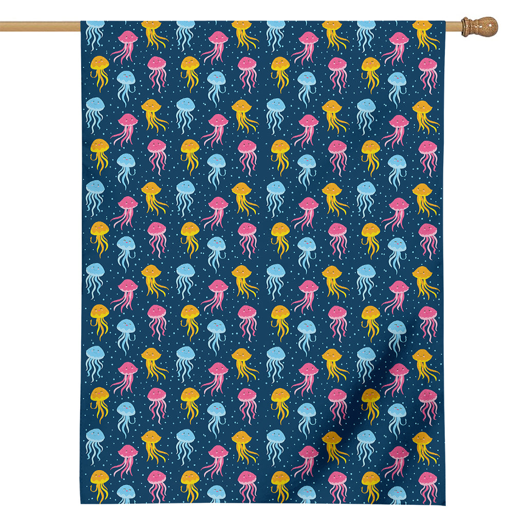 Cute Jellyfish Pattern Print House Flag