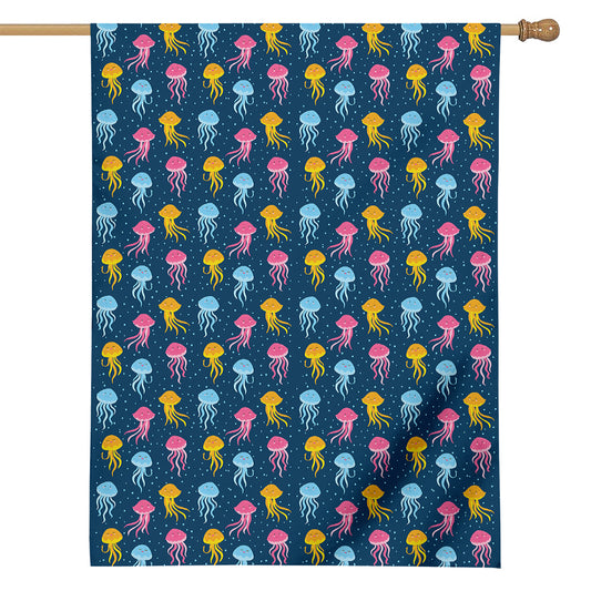 Cute Jellyfish Pattern Print House Flag