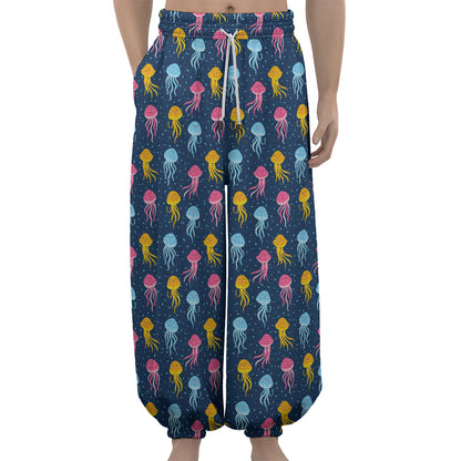Cute Jellyfish Pattern Print Lantern Pants