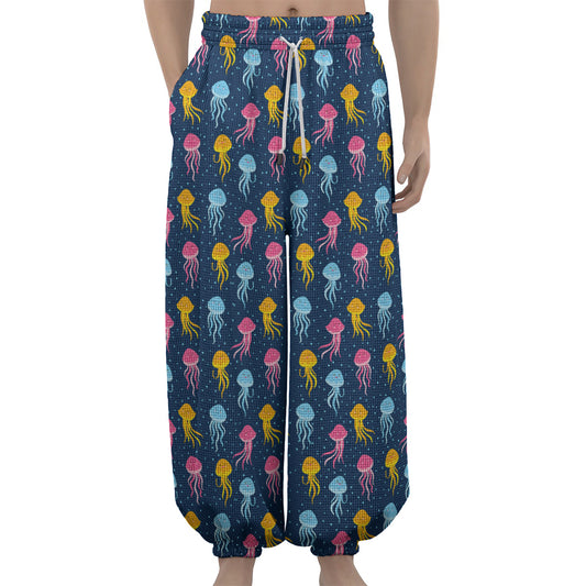 Cute Jellyfish Pattern Print Lantern Pants