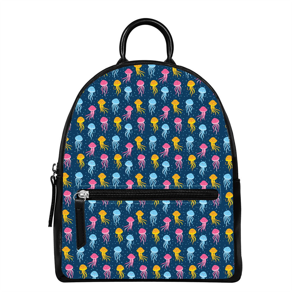 Cute Jellyfish Pattern Print Leather Backpack