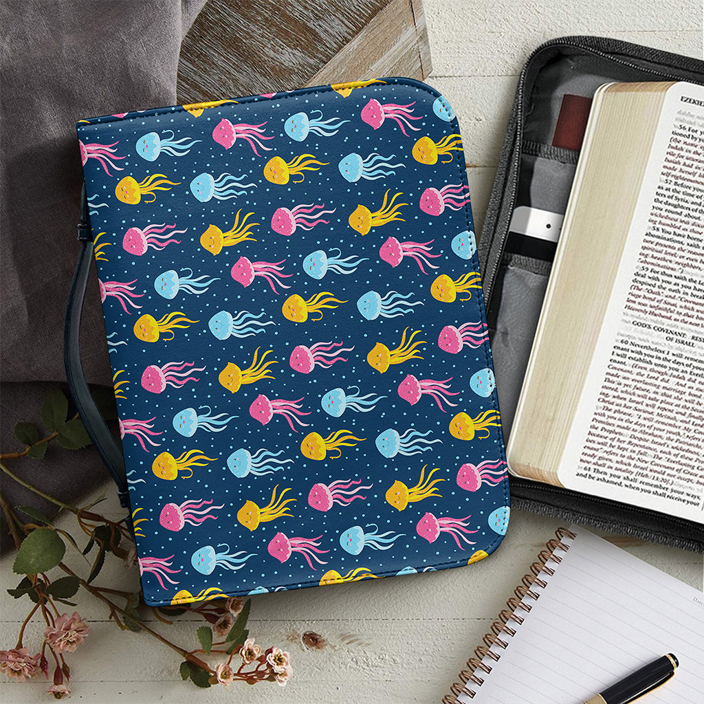 Cute Jellyfish Pattern Print Leather Bible Cover