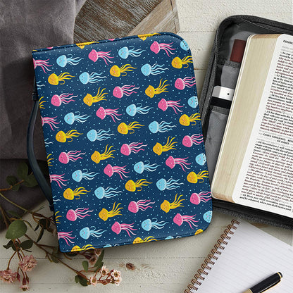 Cute Jellyfish Pattern Print Leather Bible Cover