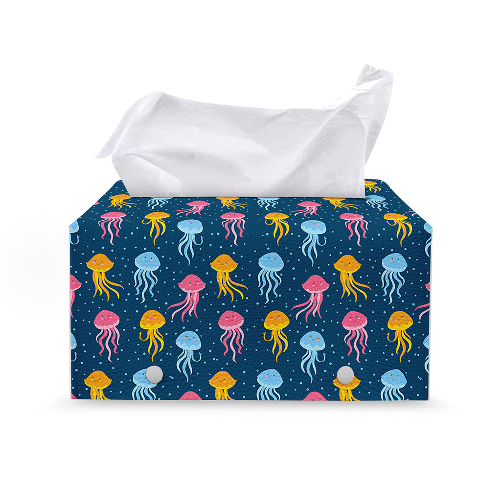 Cute Jellyfish Pattern Print Leather Tissue Box Cover