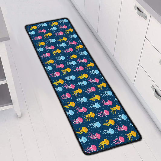 Cute Jellyfish Pattern Print Long Kitchen Mat