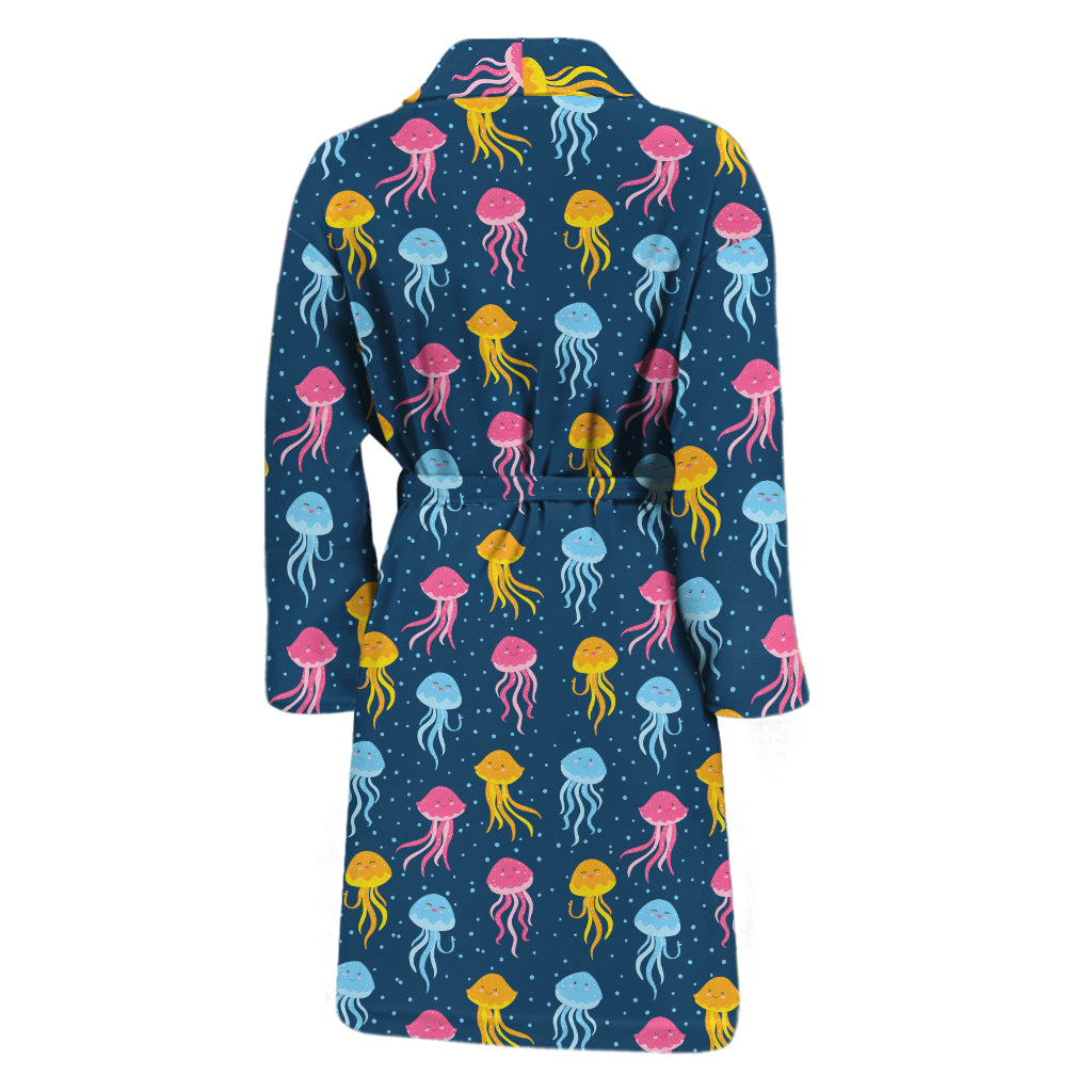 Cute Jellyfish Pattern Print Men's Bathrobe