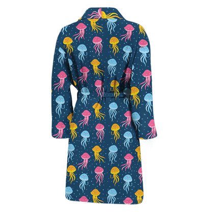 Cute Jellyfish Pattern Print Men's Bathrobe