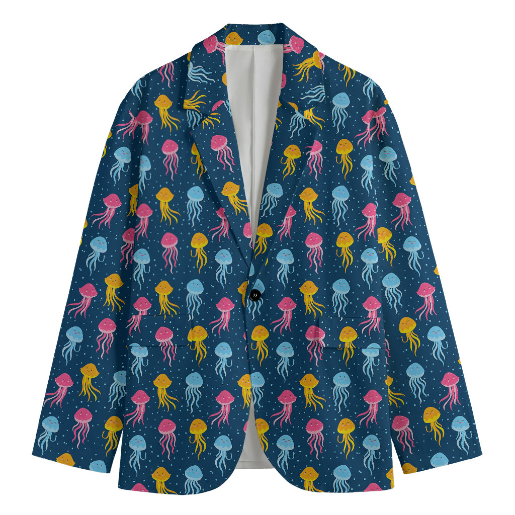 Cute Jellyfish Pattern Print Men's Blazer