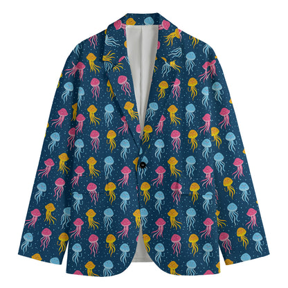 Cute Jellyfish Pattern Print Men's Blazer