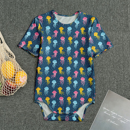 Cute Jellyfish Pattern Print Men's Bodysuit