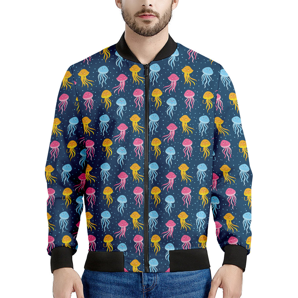 Cute Jellyfish Pattern Print Men's Bomber Jacket