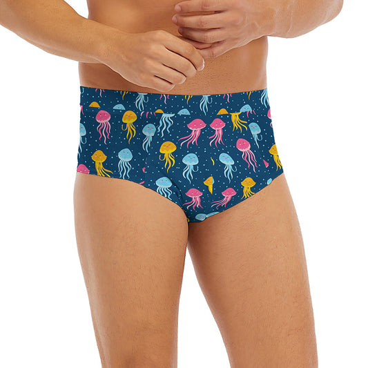 Cute Jellyfish Pattern Print Men's Briefs