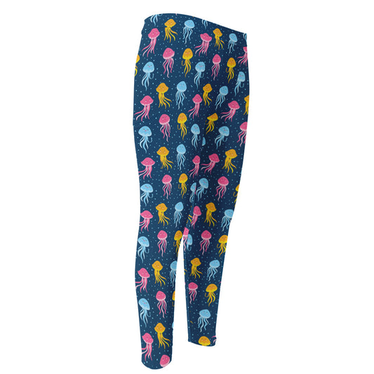 Cute Jellyfish Pattern Print Men's Compression Pants