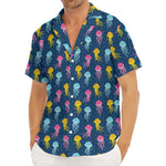 Cute Jellyfish Pattern Print Men's Deep V-Neck Shirt