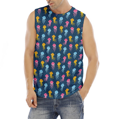Cute Jellyfish Pattern Print Men's Fitness Tank Top