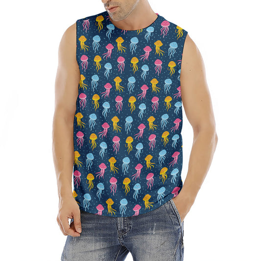 Cute Jellyfish Pattern Print Men's Fitness Tank Top