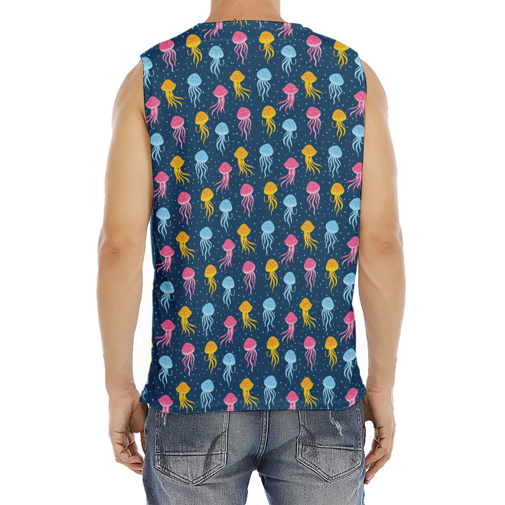 Cute Jellyfish Pattern Print Men's Fitness Tank Top