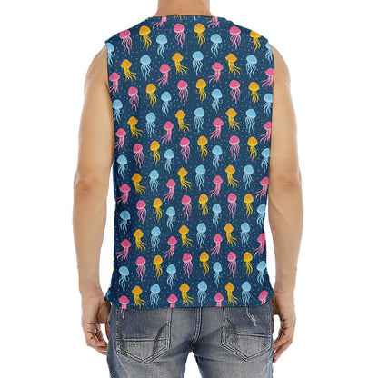 Cute Jellyfish Pattern Print Men's Fitness Tank Top