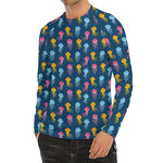 Cute Jellyfish Pattern Print Men's Long Sleeve Rash Guard
