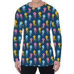 Cute Jellyfish Pattern Print Men's Long Sleeve T-Shirt