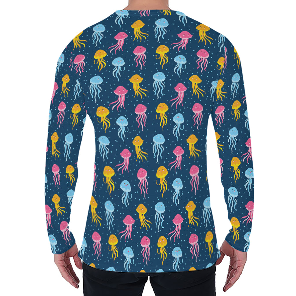 Cute Jellyfish Pattern Print Men's Long Sleeve T-Shirt