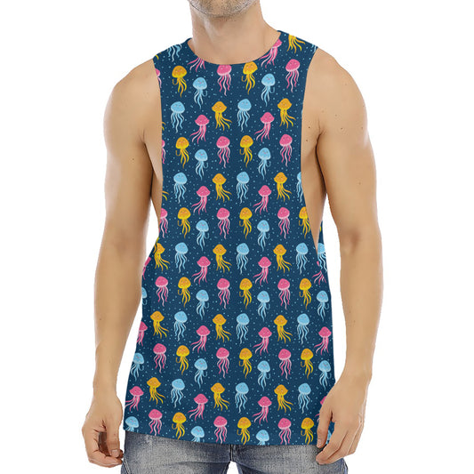 Cute Jellyfish Pattern Print Men's Muscle Tank Top