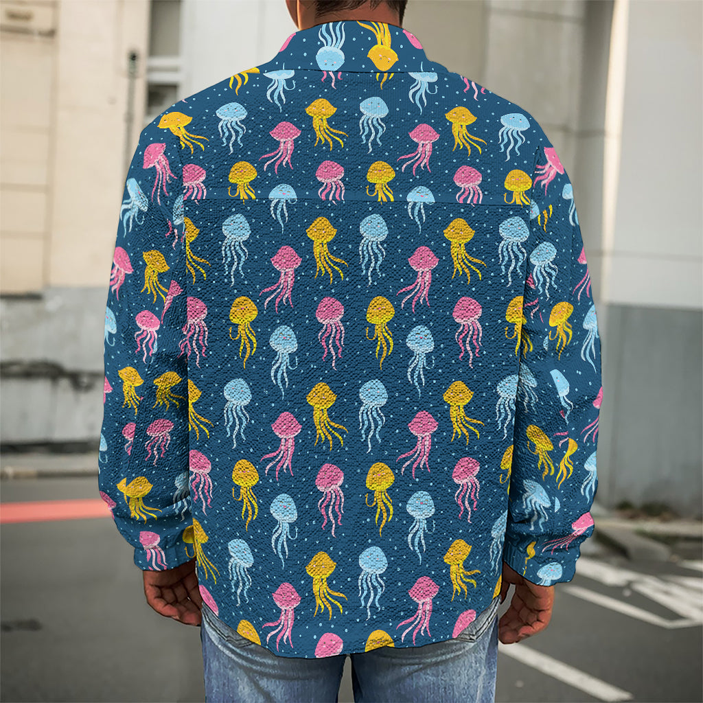 Cute Jellyfish Pattern Print Men's Shirt Jacket