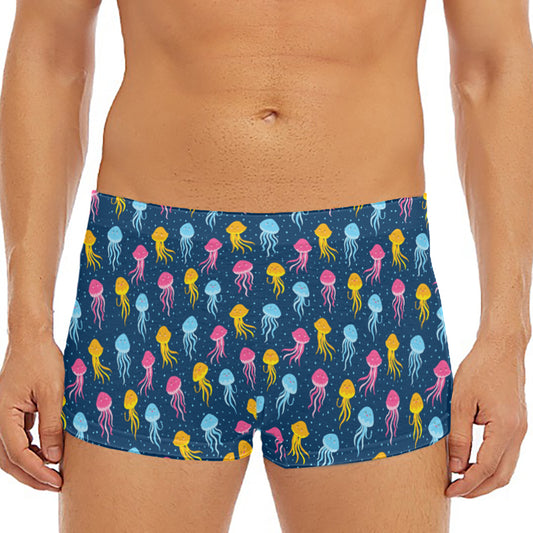 Cute Jellyfish Pattern Print Men's Short Boxer Briefs