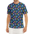 Cute Jellyfish Pattern Print Men's Short Sleeve Rash Guard