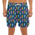 Cute Jellyfish Pattern Print Men's Split Running Shorts