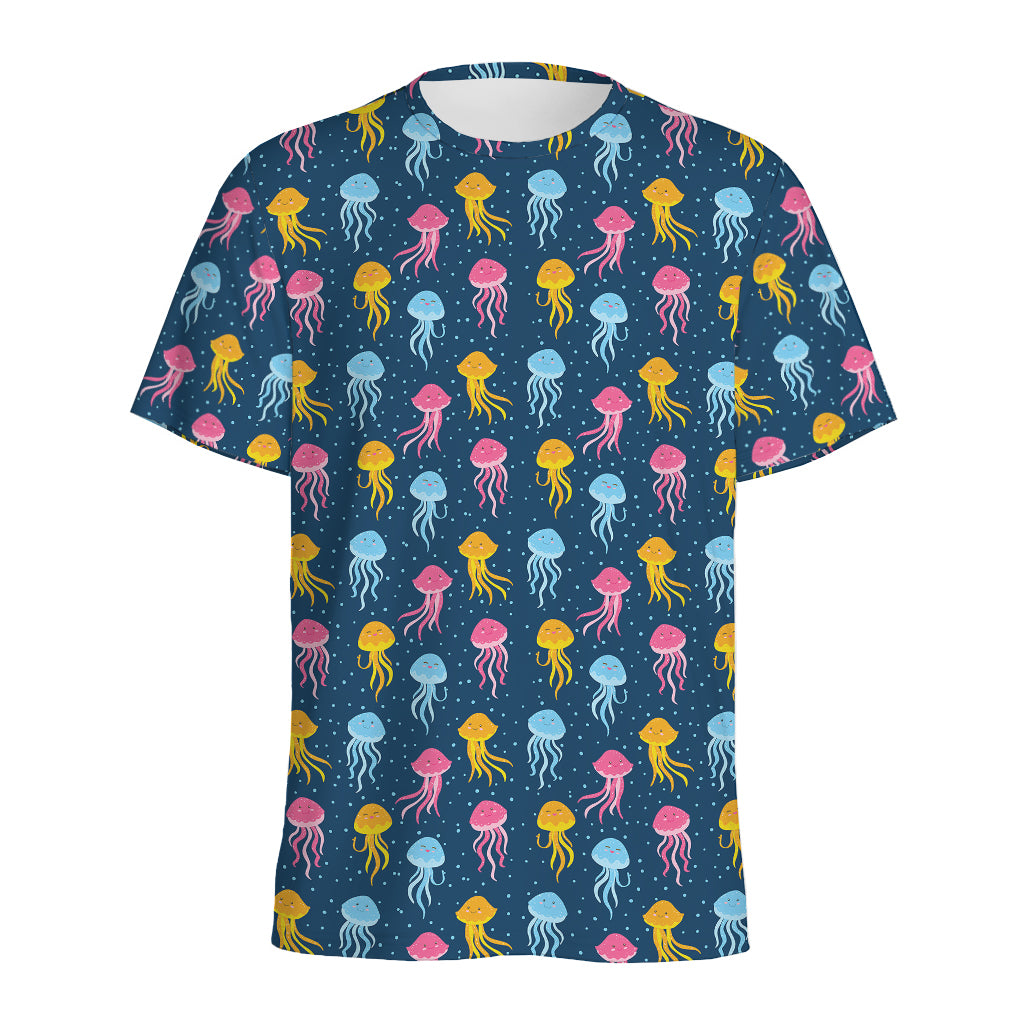 Cute Jellyfish Pattern Print Men's Sports T-Shirt
