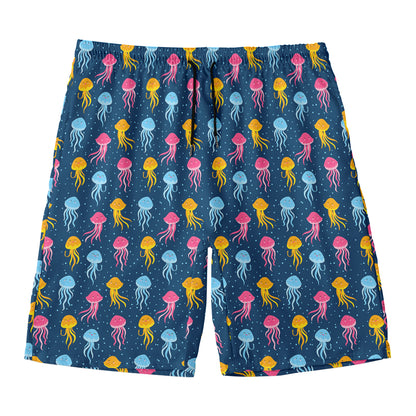 Cute Jellyfish Pattern Print Men's Swim Trunks