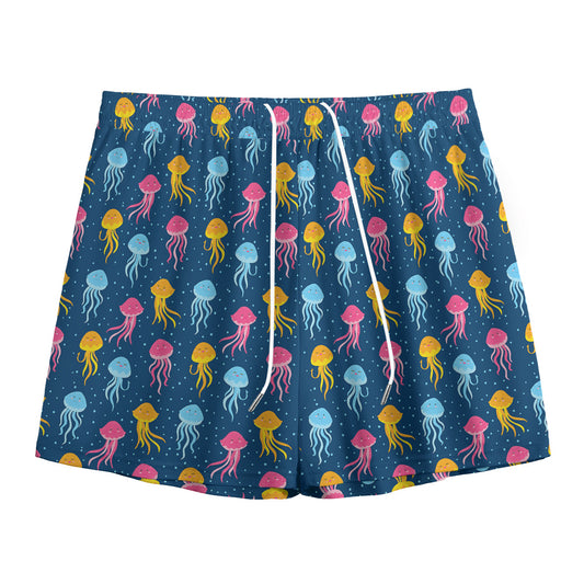 Cute Jellyfish Pattern Print Mesh Shorts