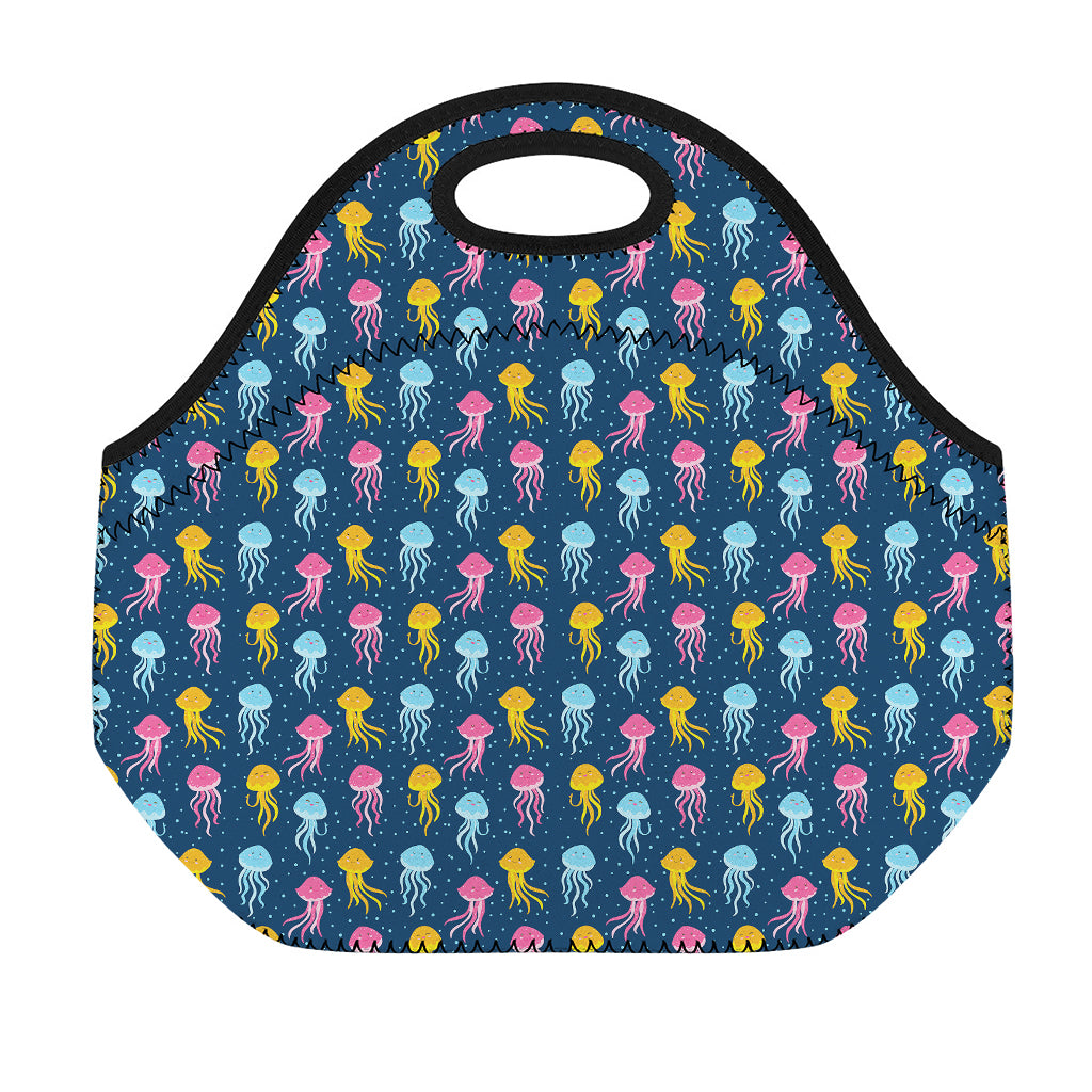 Cute Jellyfish Pattern Print Neoprene Lunch Bag