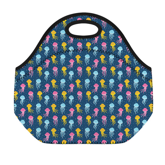 Cute Jellyfish Pattern Print Neoprene Lunch Bag